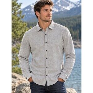 Y2K Civil Society Shirt Mens XL Heather Grey Cotton Pearl Snap Buttons